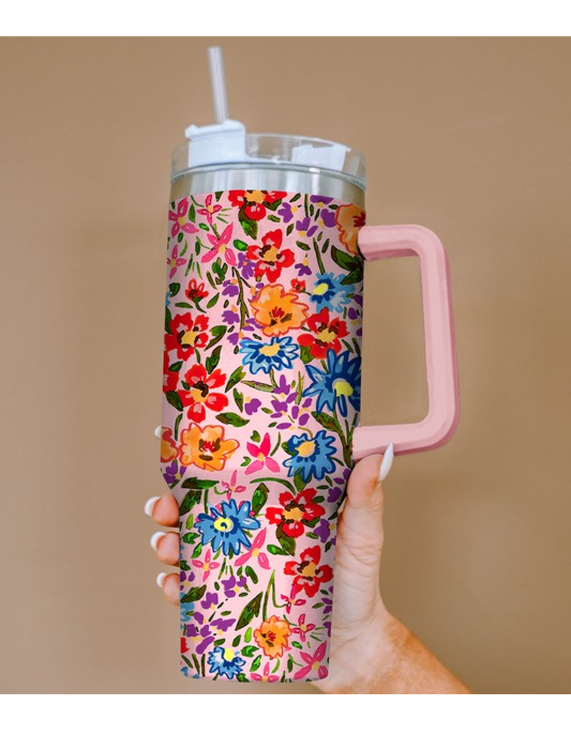 Floral Pattern Stainless Steel Tumbler