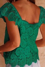 Lace Square Neck Tank Top - Green