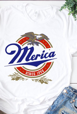 Retro Merica Eagle Patriotic Graphic Tee - White