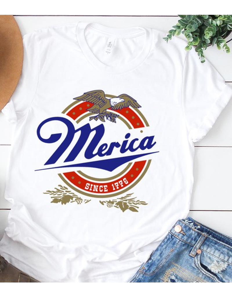 Retro Merica Eagle Patriotic Graphic Tee - White