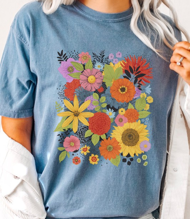 Flower Garden Comfort Colors Graphic Tee Blue Jean Boutique 23