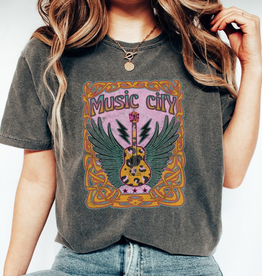 Music City Leopard Comfort Colors Graphic Tee - Pepper