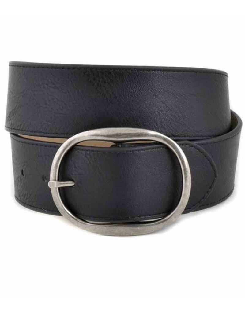 Pam Oval Buckle Belt - Black