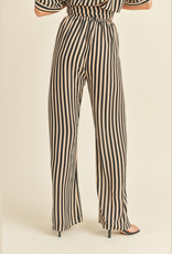 Bias Stripe Print Pants - Black/Tan
