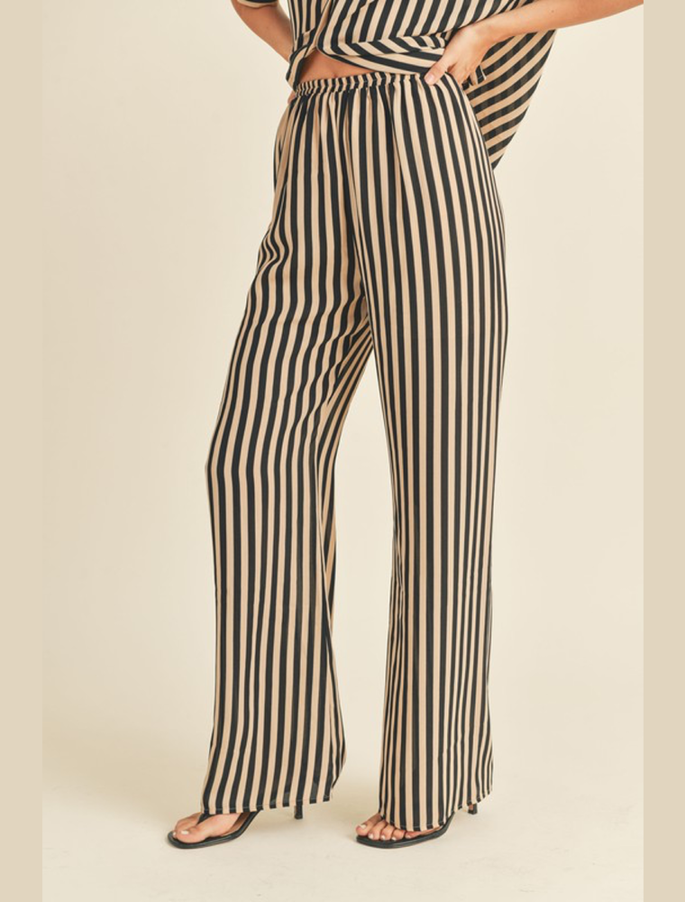 Bias Stripe Print Pants - Black/Tan