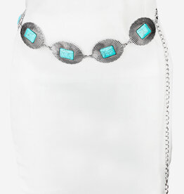 Western Turquoise Oval Disc Chain Belt