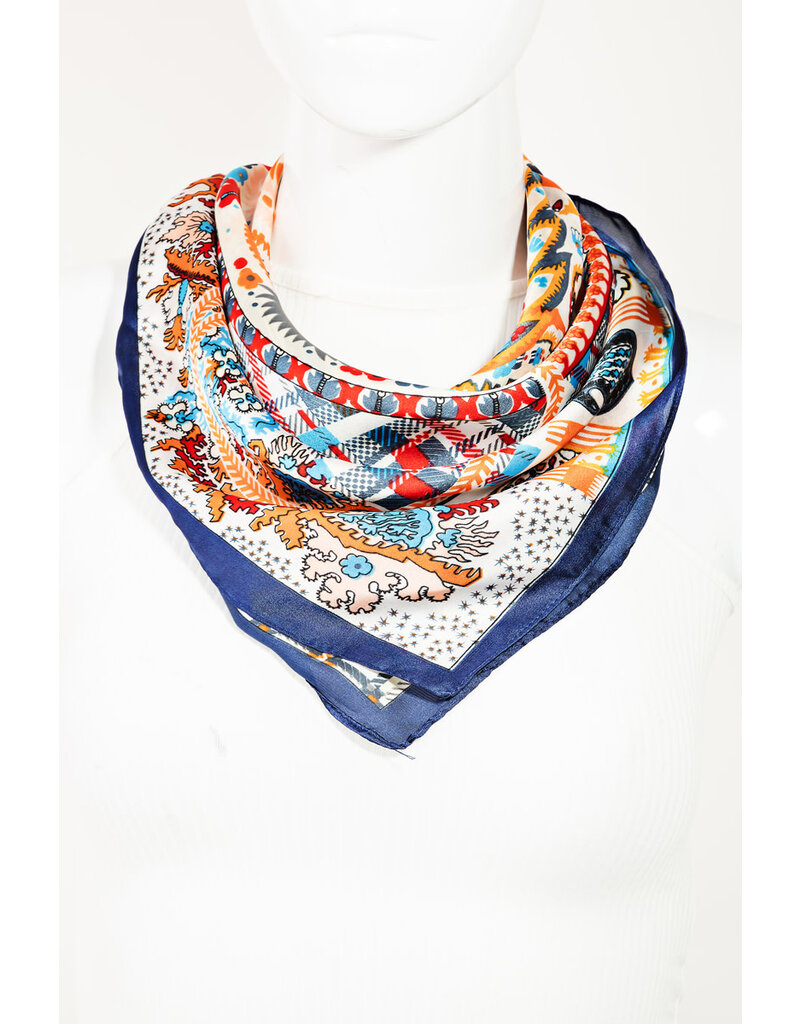 Multi Patch Paisley Pattern Square Scarf