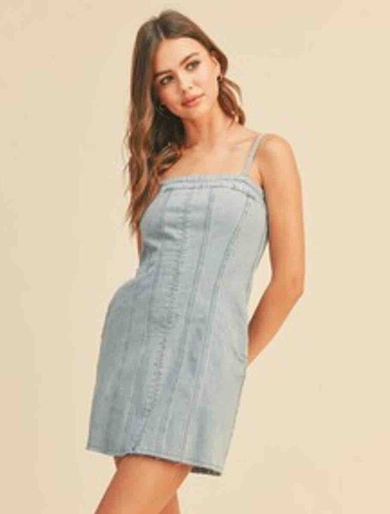 Bodycon Denim Dress With Removable Straps