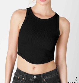 Curved Hem Crew Neck Crop Top