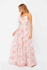 Floral Print Cocktail Maxi Dress - Rose