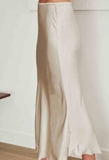 Silk Straight Maxi Skirt - Beige