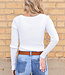 Cable Crossed V Neck Sweater - White