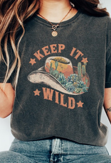 Keep It Wild Cowboy Hat Graphic Tee - Pepper