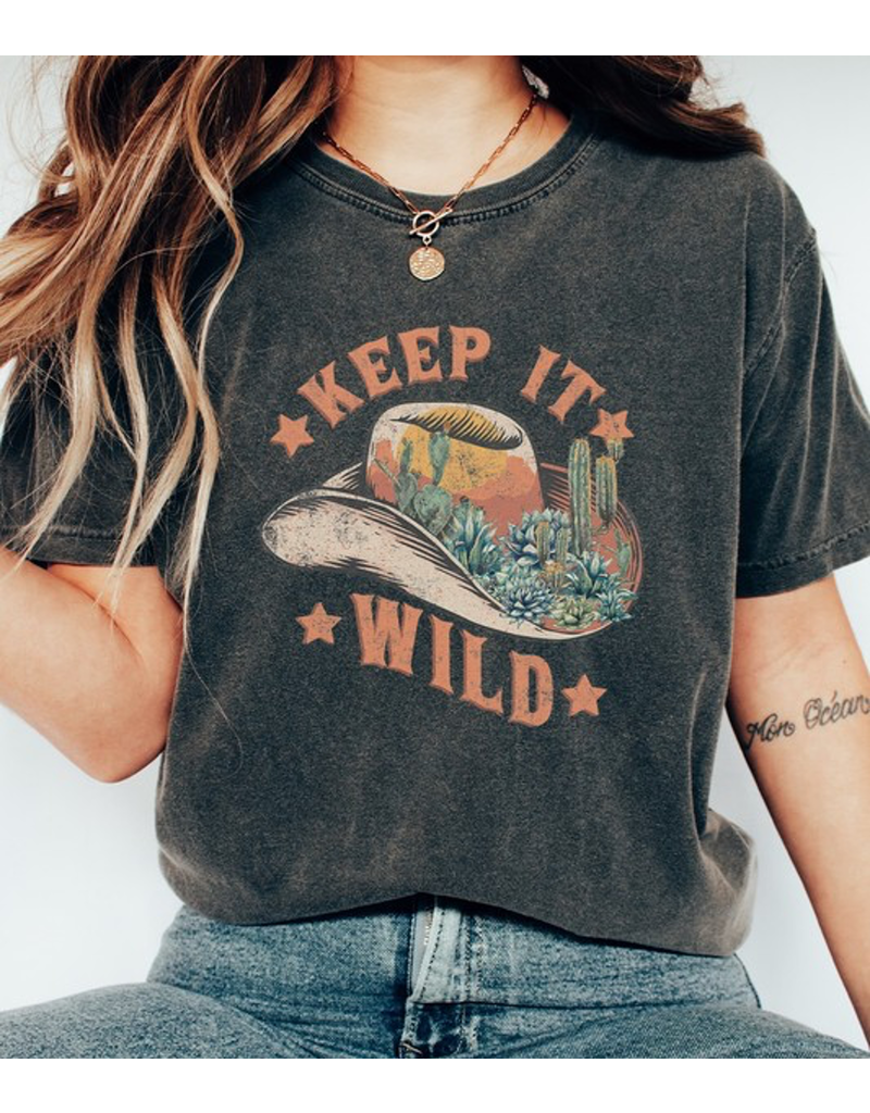Keep It Wild Cowboy Hat Graphic Tee - Pepper