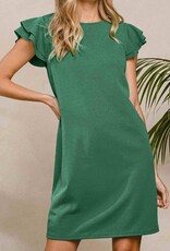 Ruffle Sleeves Tunic Dress - Forest Green