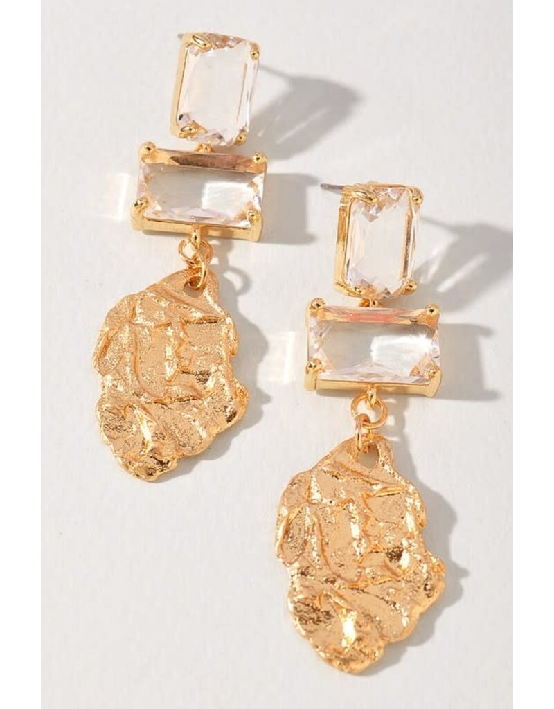 Double Jewel Abstract Drop Earrings