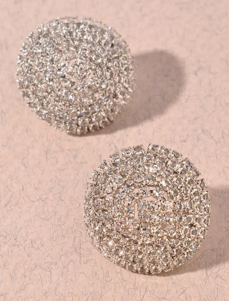 Round Shape Rhinestone Stud Earrings