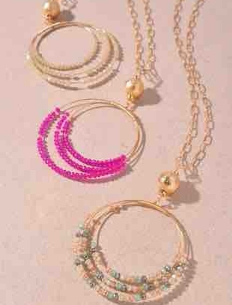 Triple Hoop Beaded Necklace