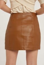 Faux Leather Mini Skirt - Camel
