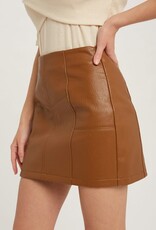 Faux Leather Mini Skirt - Camel