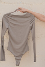 Square Neck Long Sleeve Bodysuit - Lt. Olive