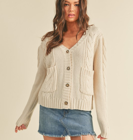 4 Button Essential Knit Cardigan - Ivory
