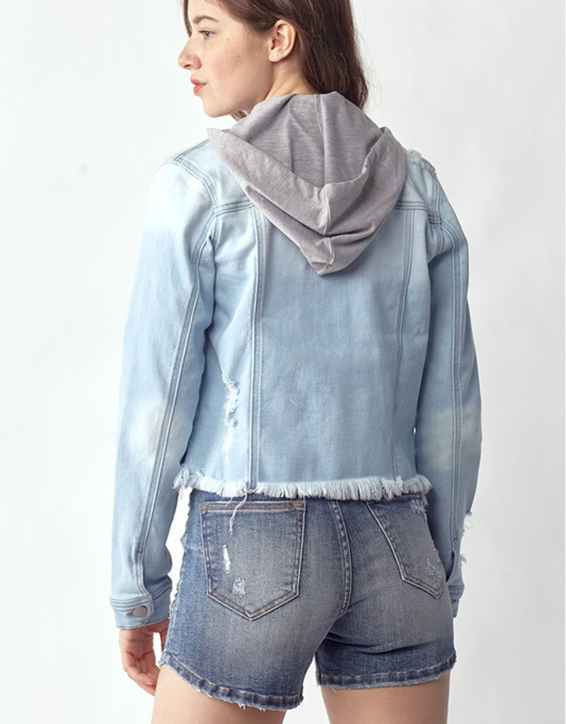 Distressed Jacket With Detachable Hoodie - Light