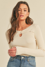 Ribbed Cut-Out Sweater - Ivory