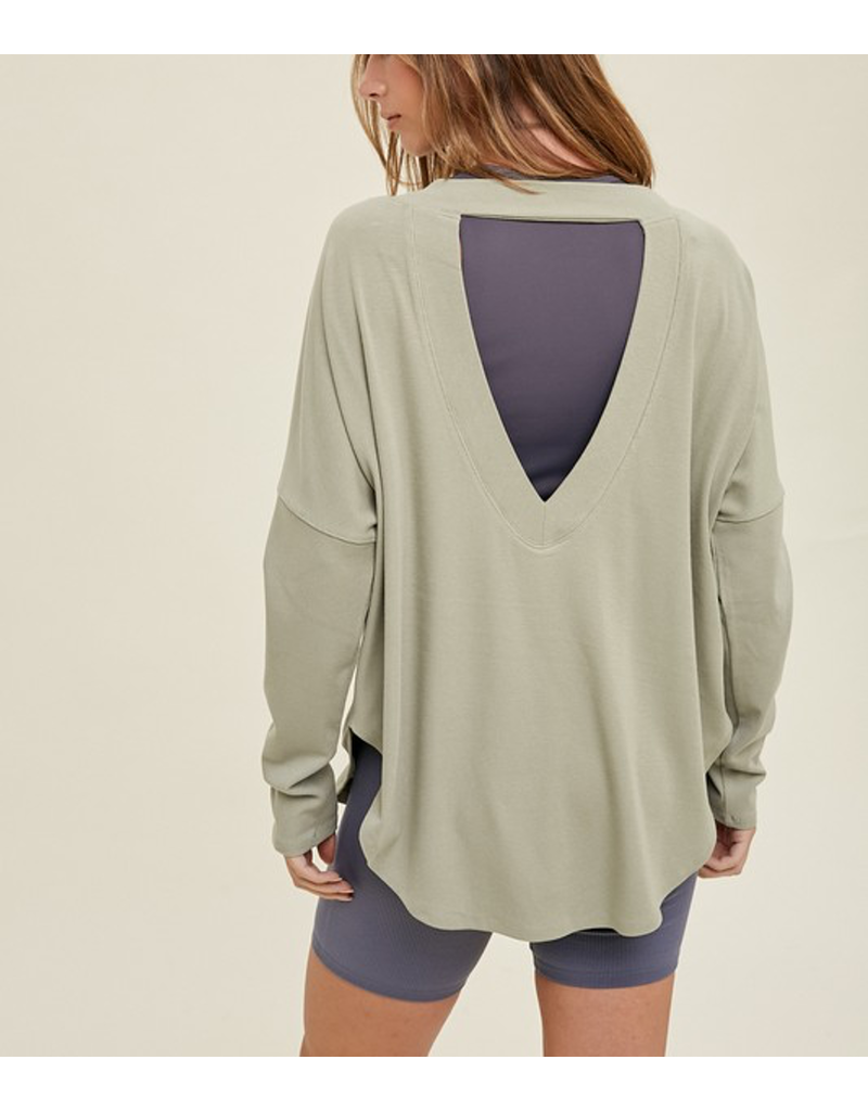 Ribbed Knit Top With Cutout Back - S. Olive