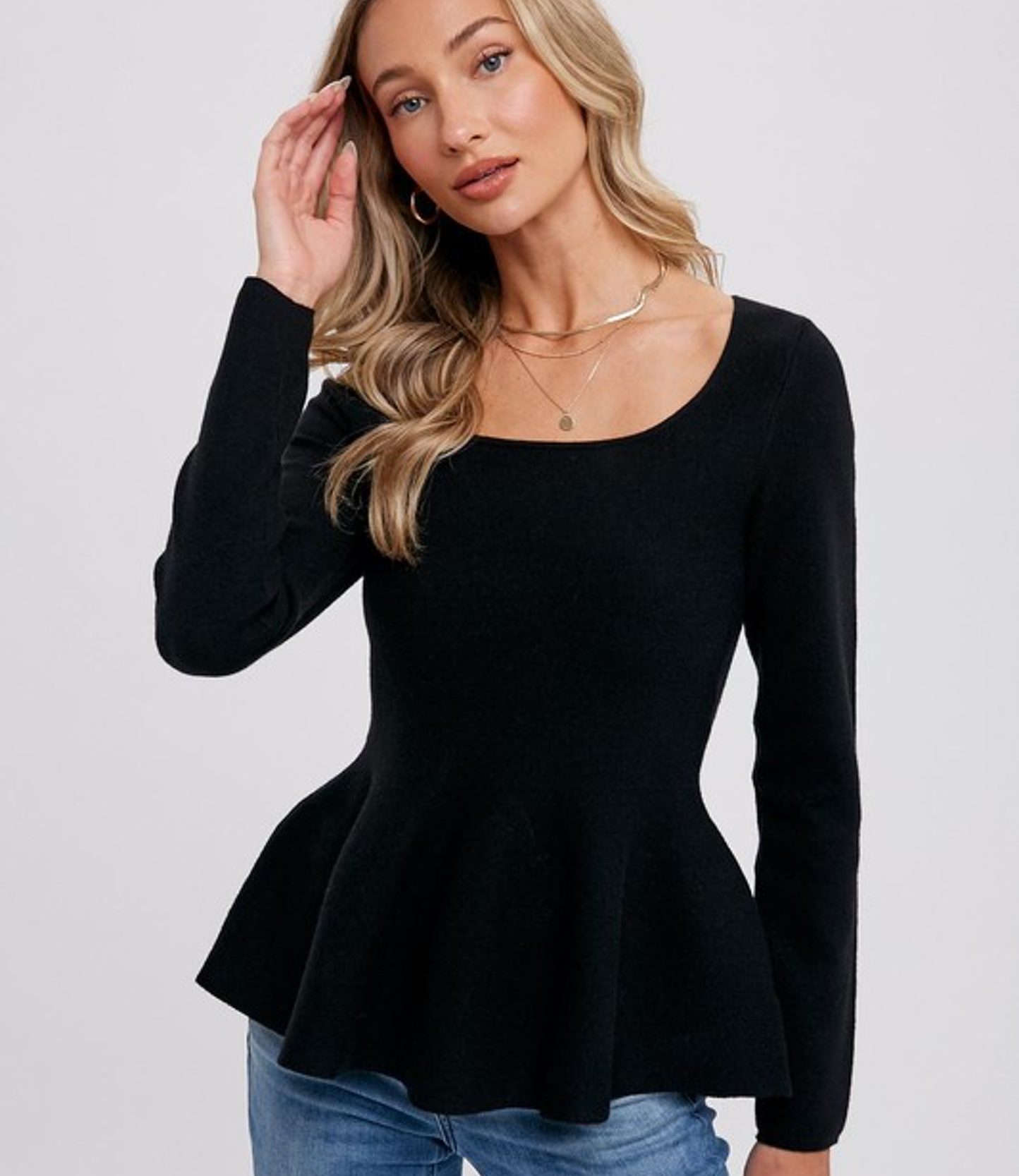 Square neck peplum top sale