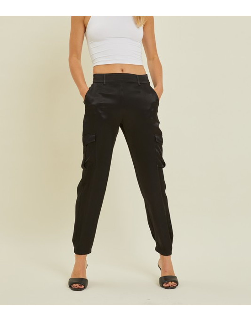 Silk Cargo Pants - Black