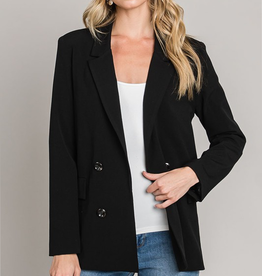 Relaxed Open Suit Jacket - Black