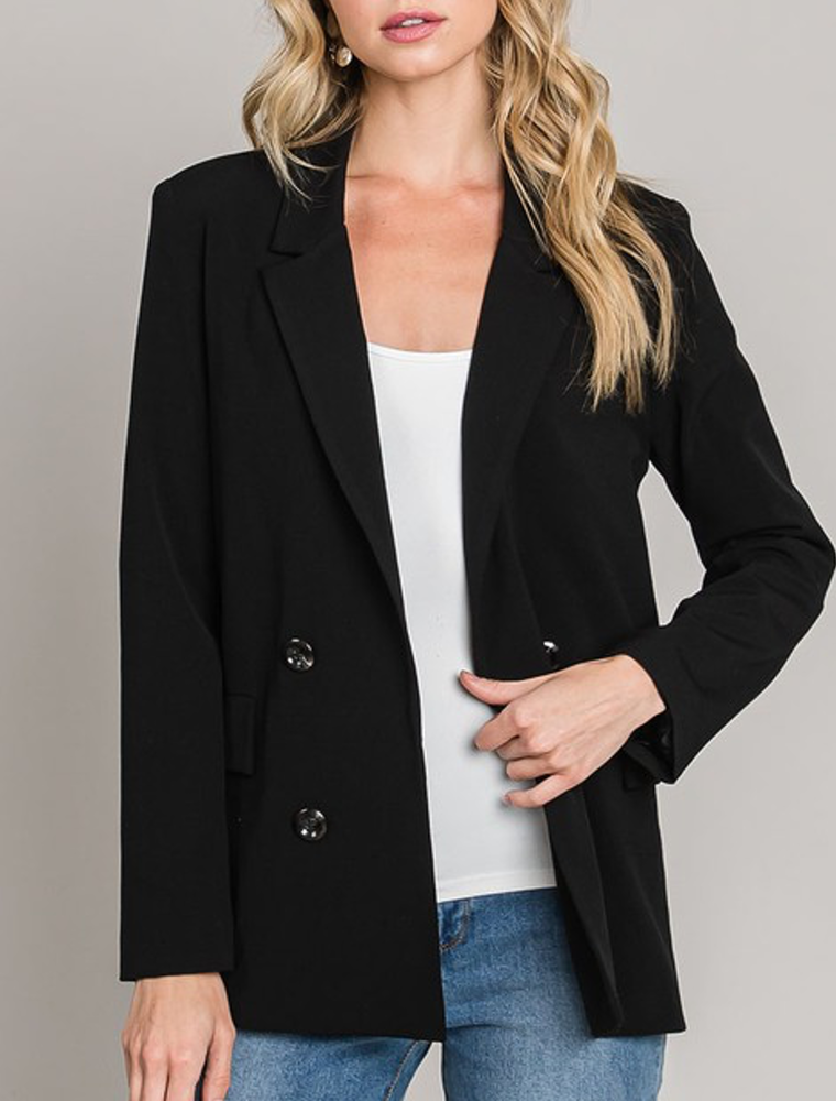 Relaxed Open Suit Jacket - Black