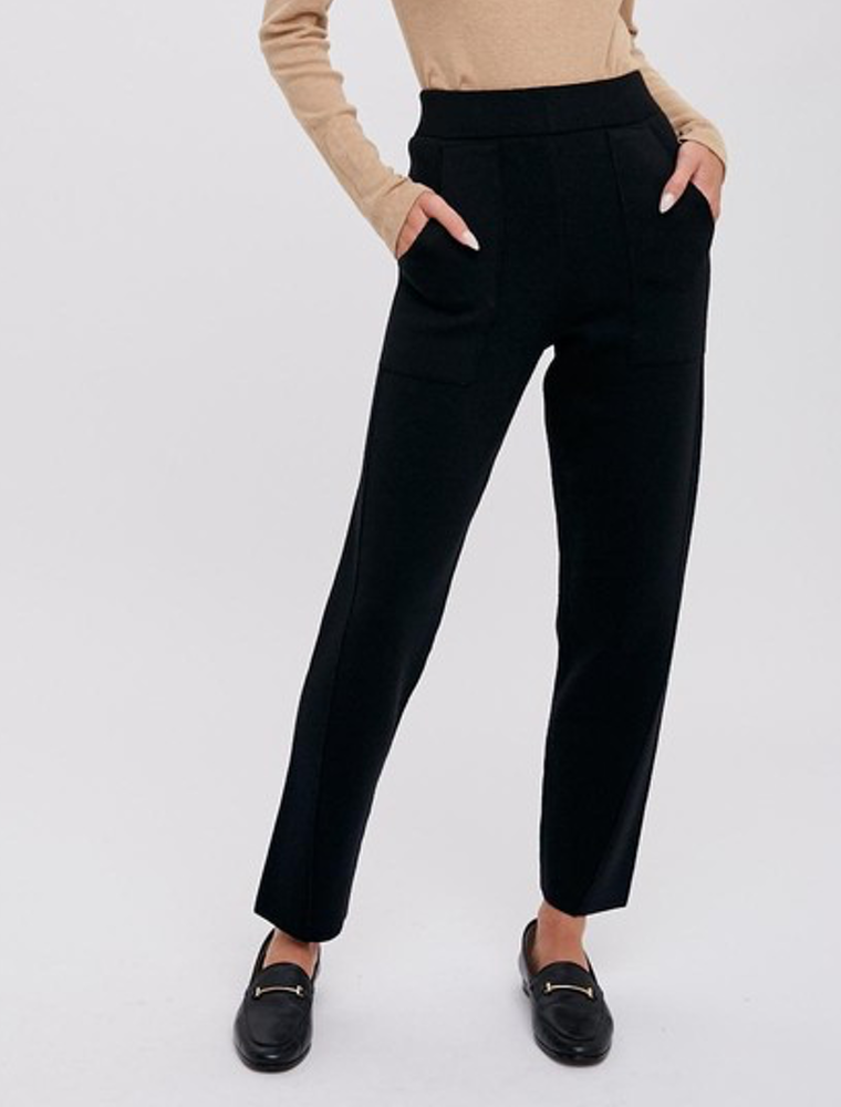 Knitted Jogger Pants - Black