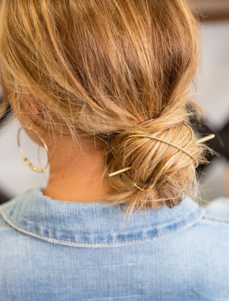 Twisted Metallic Bun Pin Cuff Hair Accessory