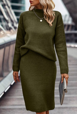 Solid Thick Knit Skirt - Olive