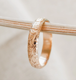 Floral Band Stacking Ring - 14k Gold Fill