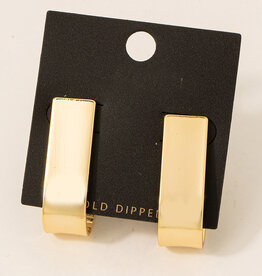 Gold Dipped Flat J Hoop Earrings