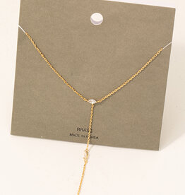 Oval Rhinestone Lariat Chain Necklace