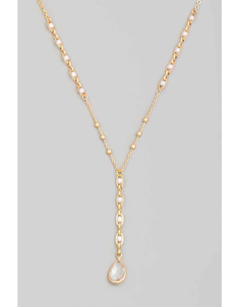 Pearly Bead Dainty Chain Lariat Necklace