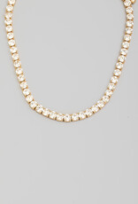 Round Faceted Rhinestone Link Necklace