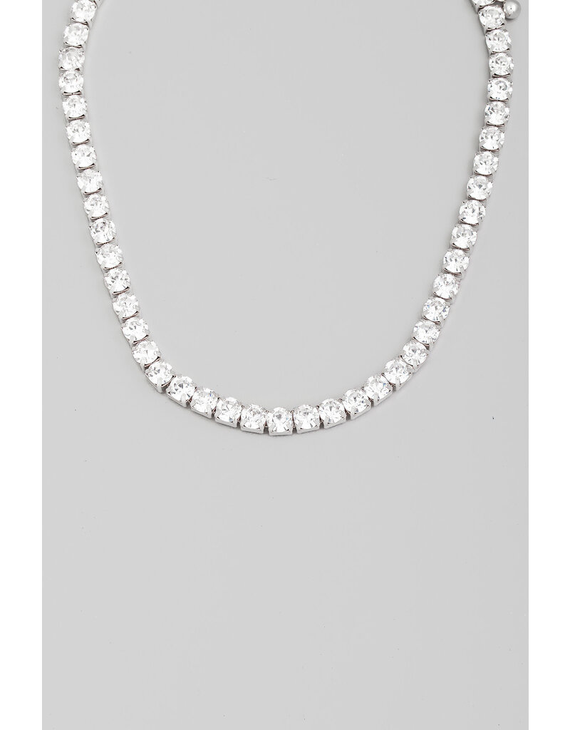 Round Faceted Rhinestone Link Necklace