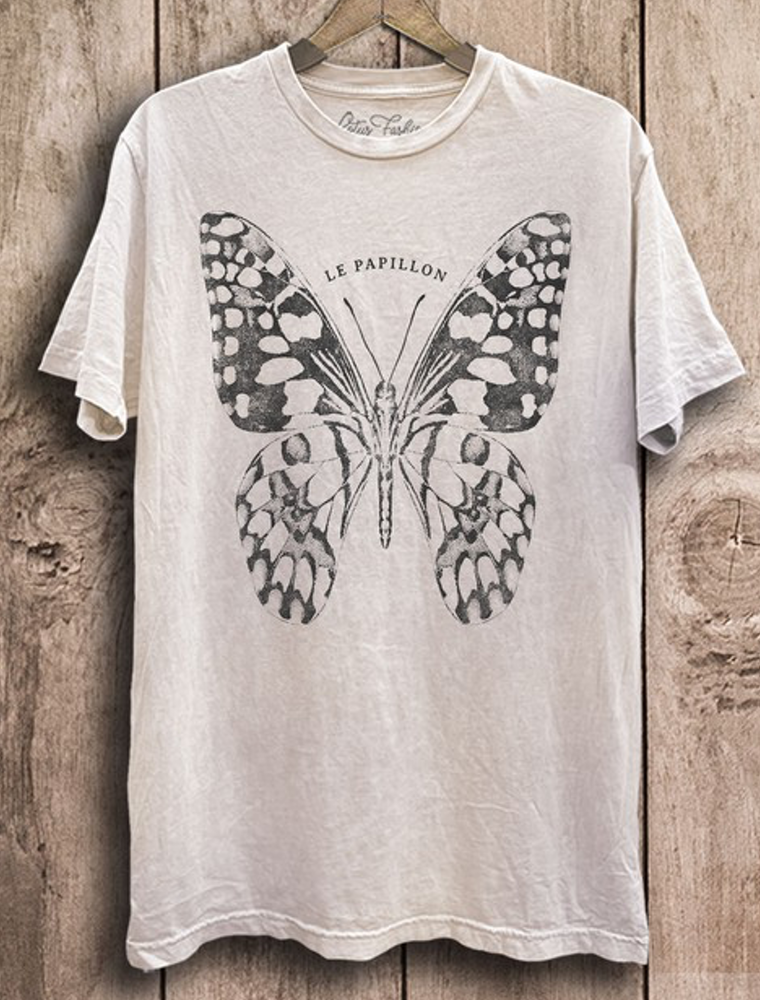 Freedom Butterfly Graphic Top - Off White