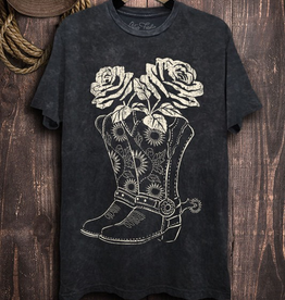 Boots & Roses Graphic Top - Vintage Black