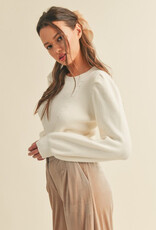 Ribbed Puff Sleeve Sweater - Ivory