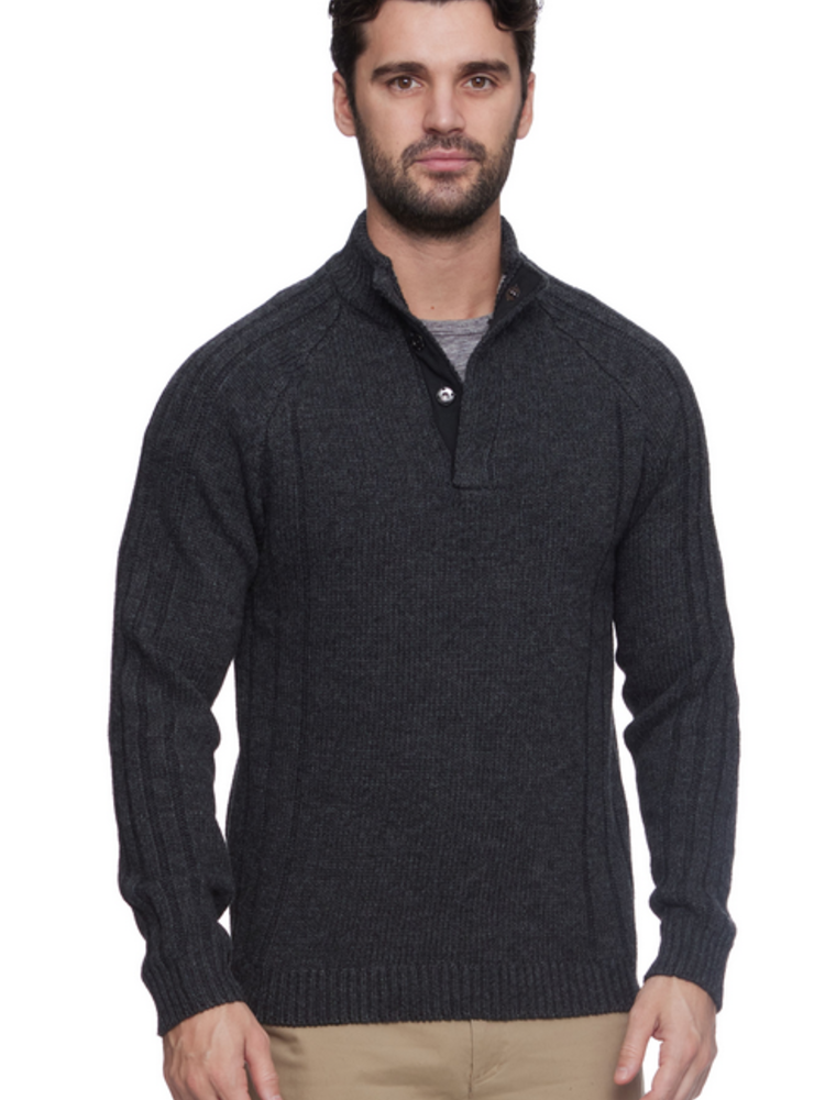 Plainview Mock Neck Sweater - Charcoal