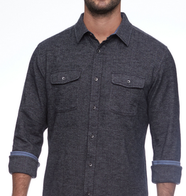 Burnsville Solid Stretch Flannel LS - Charcoal