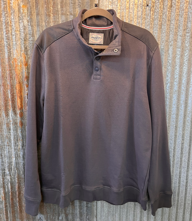 Benedict LS French Terry Mock Neck - Charcoal