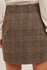 Plaid Mini Skirt - Brown