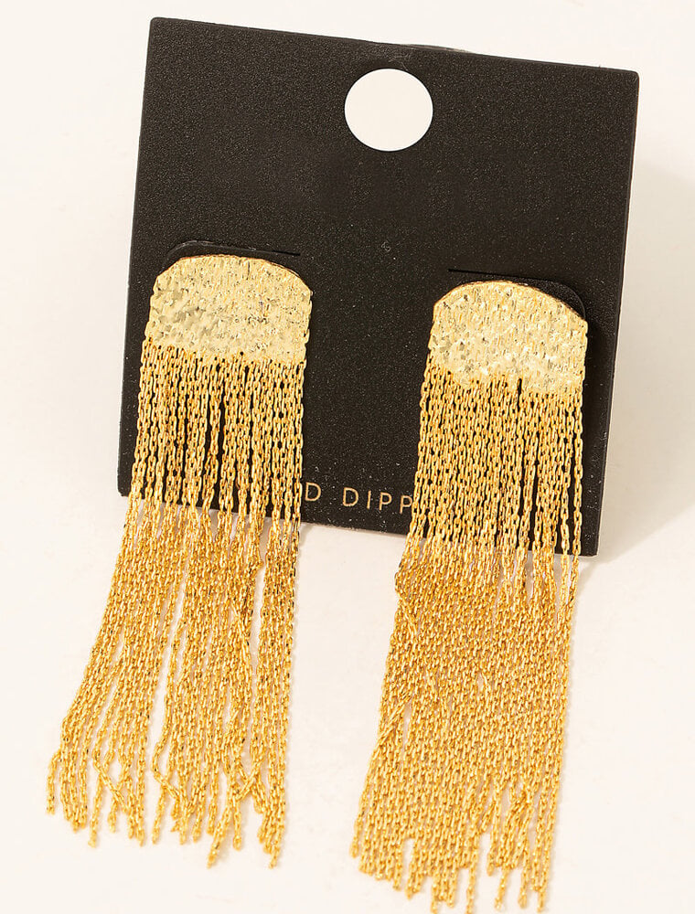 Gold Dipped Dainty Fringe Dangle Earrings